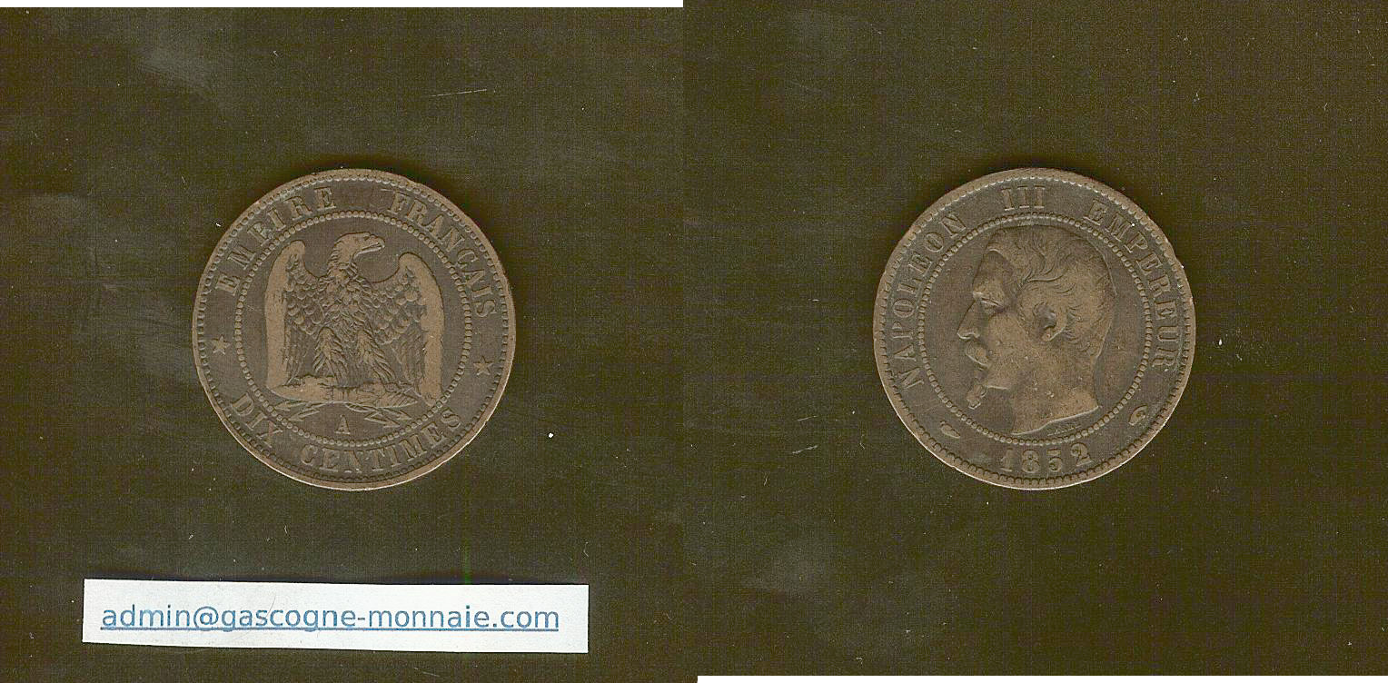 10 centimes Napoléon III 1852A Paris TB+